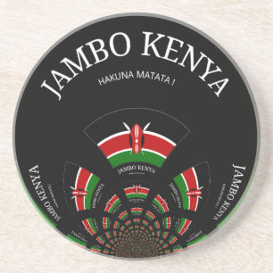 Kenyan Flag Inspired Jambo Welcome Design Art Coaster