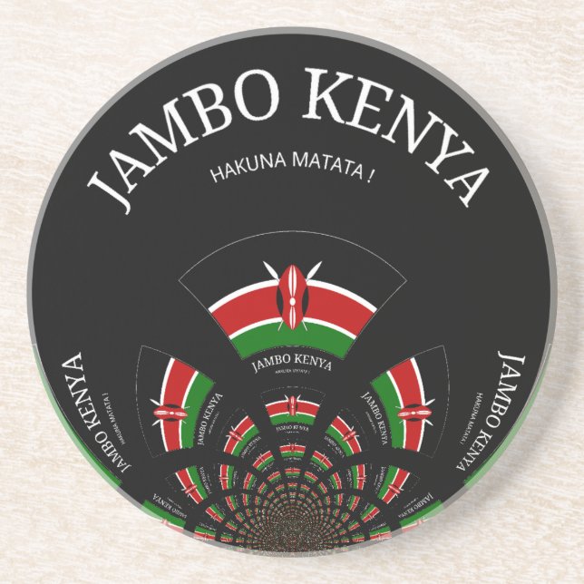 Kenyan Flag Inspired Jambo Welcome Design Art  Coaster (Front)