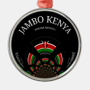 Kenyan Flag Inspired Jambo Welcome Design Art  Metal Tree Decoration
