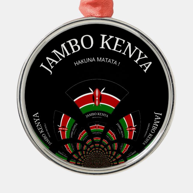 Kenyan Flag Inspired Jambo Welcome Design Art  Metal Tree Decoration (Front)