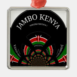 Kenyan Flag Inspired Jambo Welcome Design Art  Metal Tree Decoration
