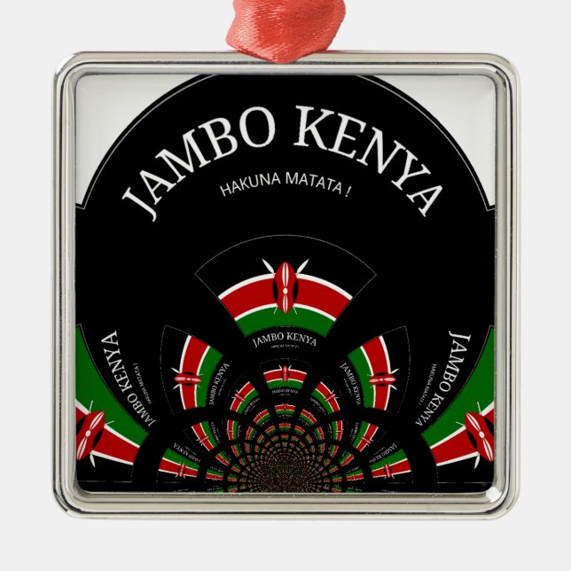 Kenyan Flag Inspired Jambo Welcome Design Art  Metal Tree Decoration (Front)