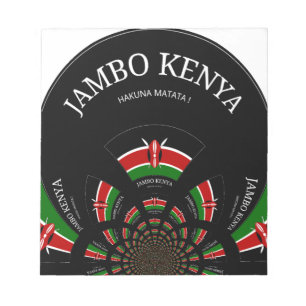 Kenyan Flag Inspired Jambo Welcome Design Art Notepad