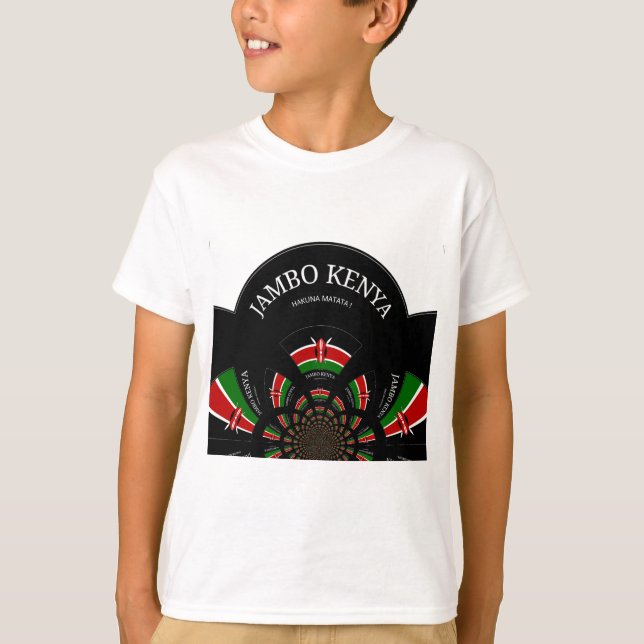 Kenyan Flag Inspired Jambo Welcome Design Art  T-Shirt (Front)
