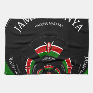 Kenyan Flag Inspired Jambo Welcome Design Art  Tea Towel