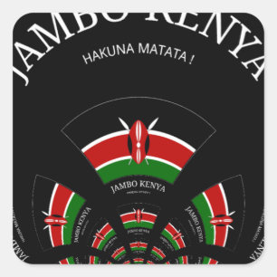 Kenyan Flag Inspired Jambo Welcome Square Sticker
