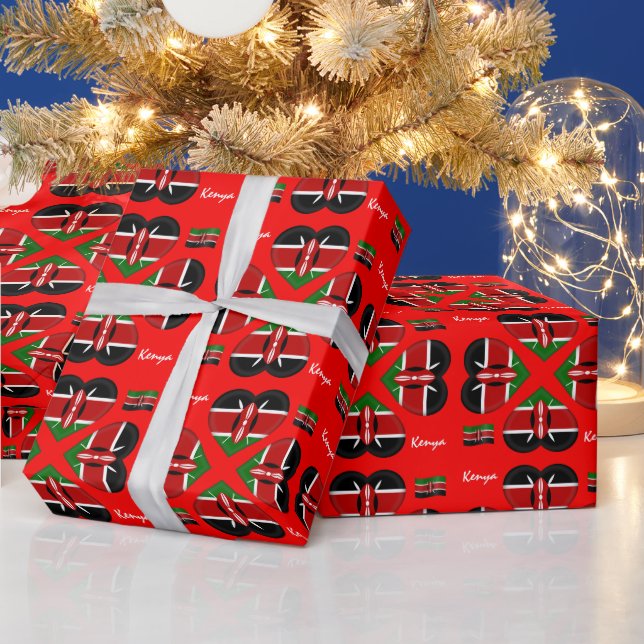 Kenyan Flag & Kenya gifts Africa /sports fans Wrapping Paper (Holidays)