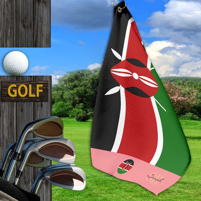 Kenyan flag & Kenya monogrammed /lady golf towel (Creator Uploaded)