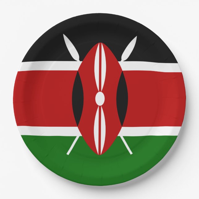 Kenyan Flag (Kenya) Paper Plate (Front)