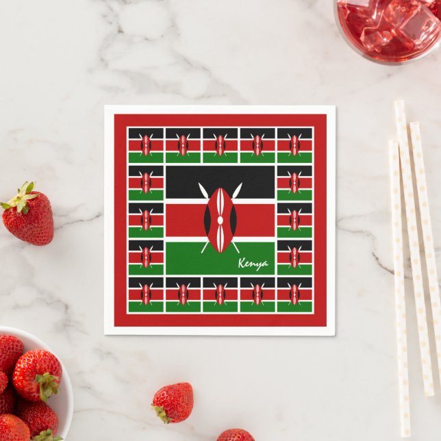 Kenyan flag party napkins, Kenya / Africa Napkin (Insitu)