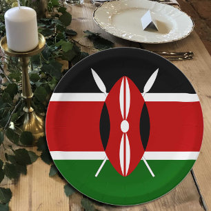 Kenyan Flag plates, party, sports, Kenya Paper Plate