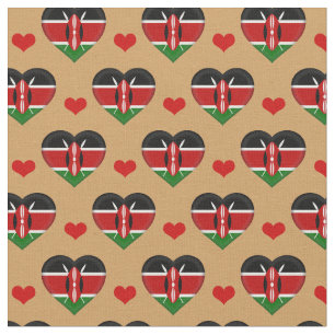 Kenyan Flag & Red Heart fashion Fabric /Kenya