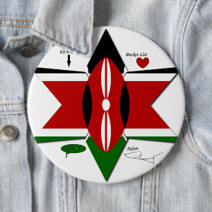 Kenyan Flag Safari Design: Bucket List 6 Cm Round Badge