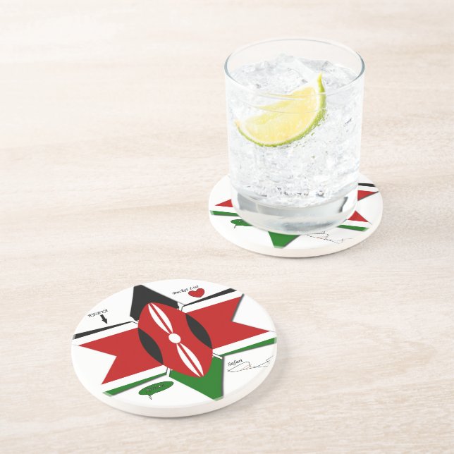 Kenyan Flag Safari Design: Bucket List Coaster (Side)