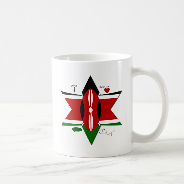 Kenyan Flag Safari Design: Bucket List Coffee Mug (Right)