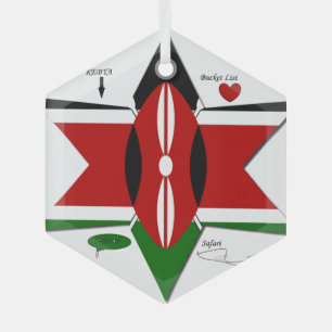 Kenyan Flag Safari Design: Bucket List Glass Tree Decoration