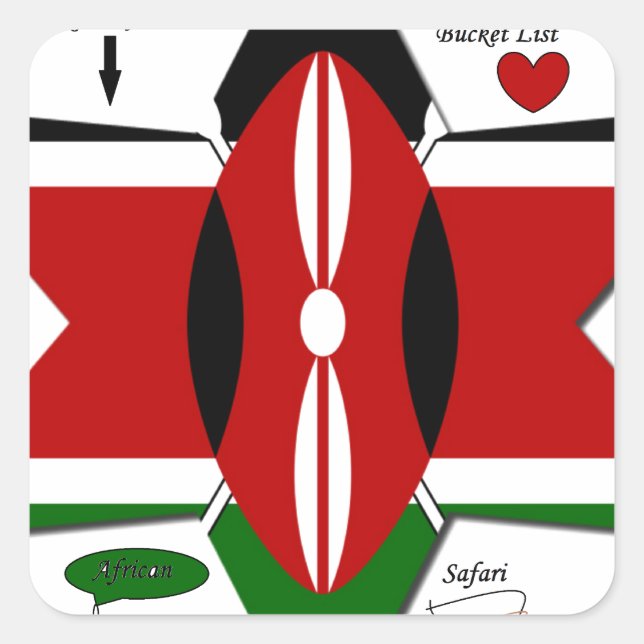 Kenyan Flag Safari: Star Design | Bucket List Idea Square Sticker (Front)