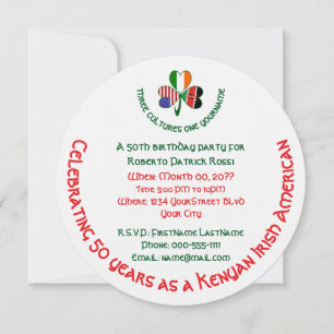 Kenyan Irish American Shamrock Birthday Invitation