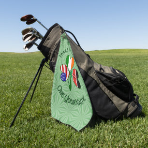 Kenyan Irish USA Flags Shamrock Personalised Text  Golf Towel