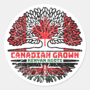 Kenyan Kenya Canadian Canada Tree Roots Flag Classic Round Sticker