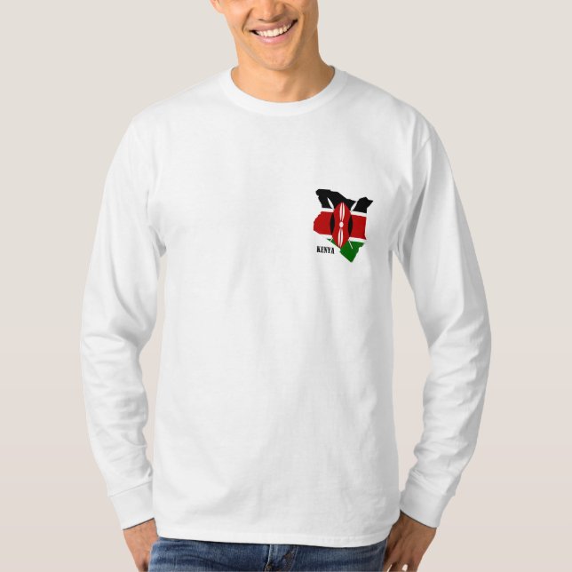 Kenyan Map and Flag long sleeved Men's Tshirt (Front)