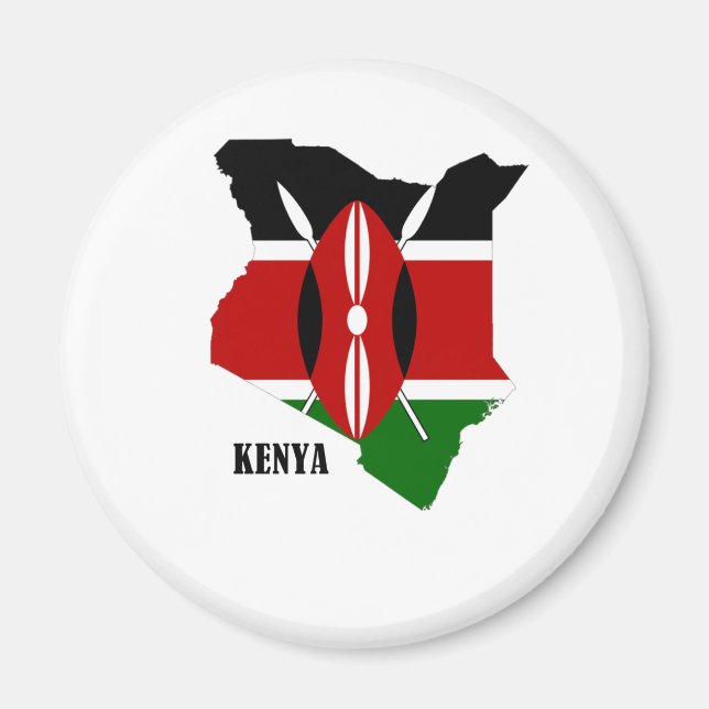 Kenyan Map and Flag Magnet (Front)