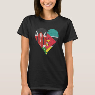 Kenyan Mozambican Flag Heart T-Shirt
