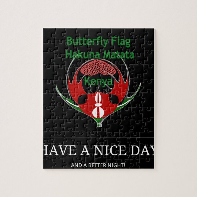 Kenyan Shield Design: Butterfly Flag.  Jigsaw Puzzle (Vertical)