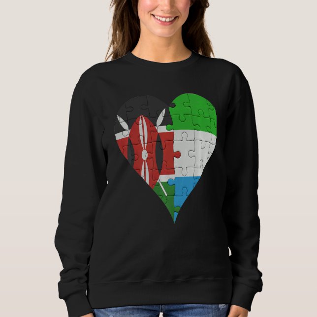 Kenyan Sierra Leonean Flag Heart Sweatshirt (Front)
