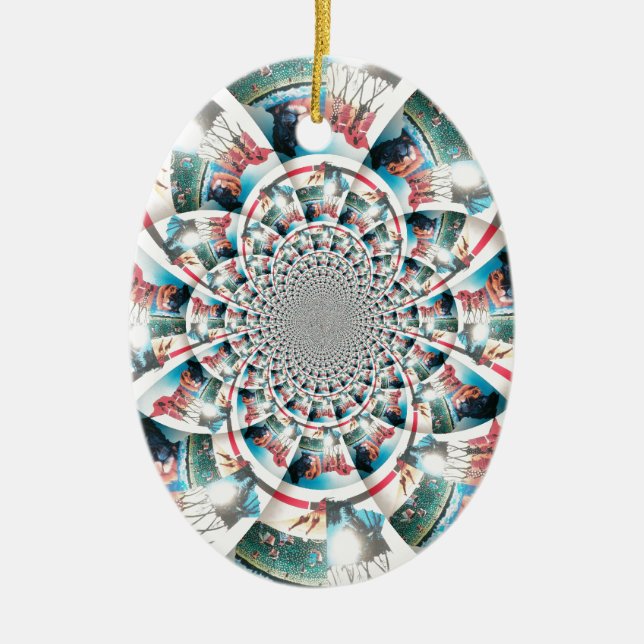 Kenyan Tapestry Kaleidoscope Art Print Ceramic Tree Decoration (Front)