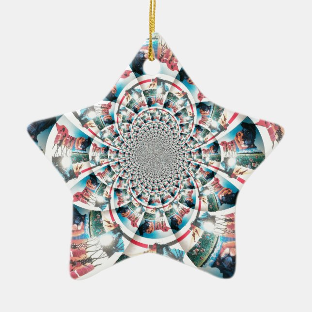 Kenyan Tapestry Kaleidoscope Art Print Ceramic Tree Decoration (Front)