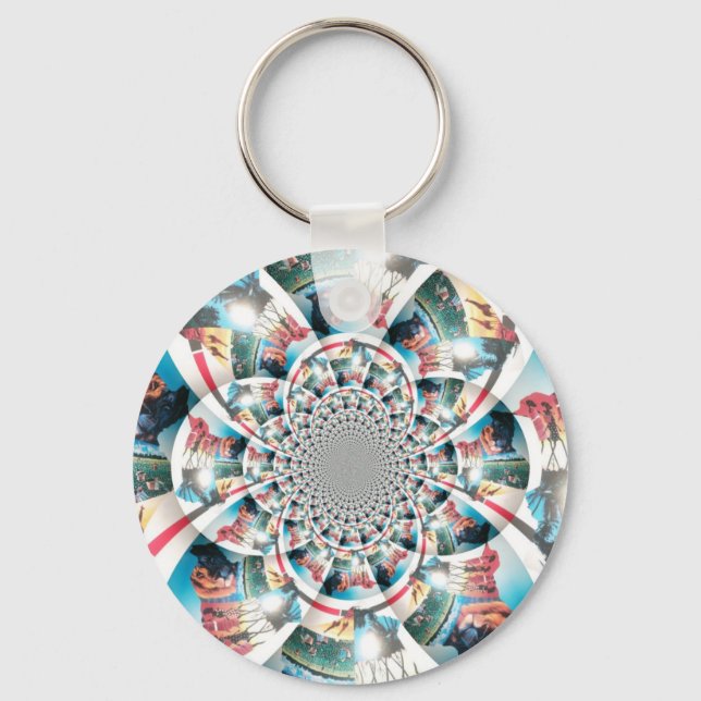 Kenyan Tapestry Kaleidoscope Art Print Key Ring (Front)