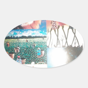 Kenyan Tapestry: Wildlife, Culture,& Coastal Beach Oval Sticker