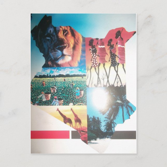 Kenyan Tapestry: Wildlife, Culture & Coastal Beach Postcard (Front)