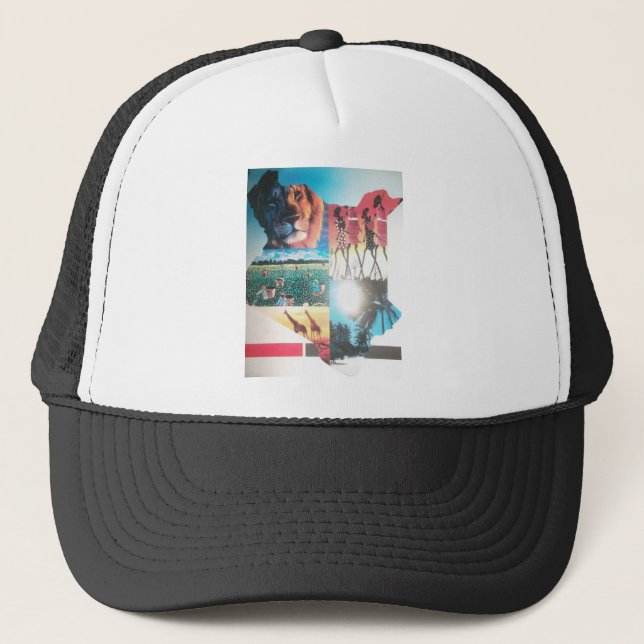 Kenyan Tapestry: Wildlife, Culture & Coastal Beach Trucker Hat (Front)