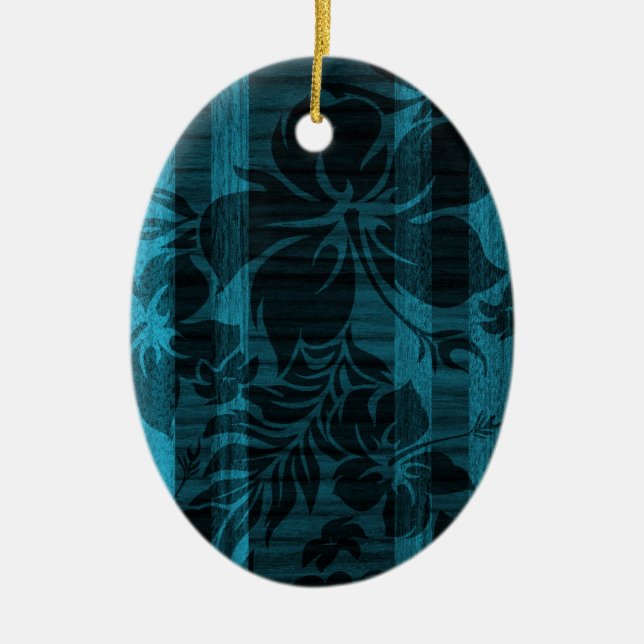 Keokea Beach Faux Wood Surfboard Ceramic Tree Decoration (Front)