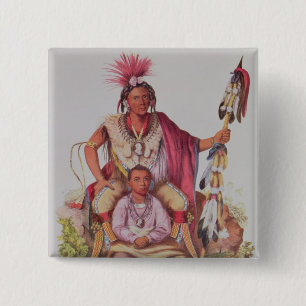 Keokuk or 'Watchful Fox', Chief of the Sauks 15 Cm Square Badge