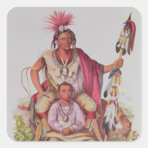 Keokuk or 'Watchful Fox', Chief of the Sauks Square Sticker