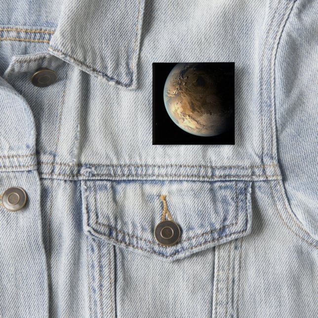 Kepler-186f Orbiting A Distant Star. 15 Cm Square Badge (In Situ)