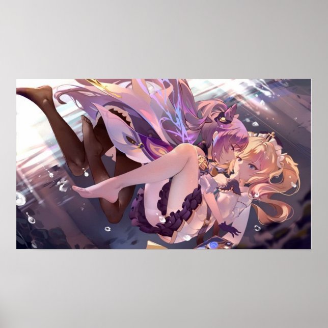 Keqing and Barbara   Genshin Impact  Poster (Front)