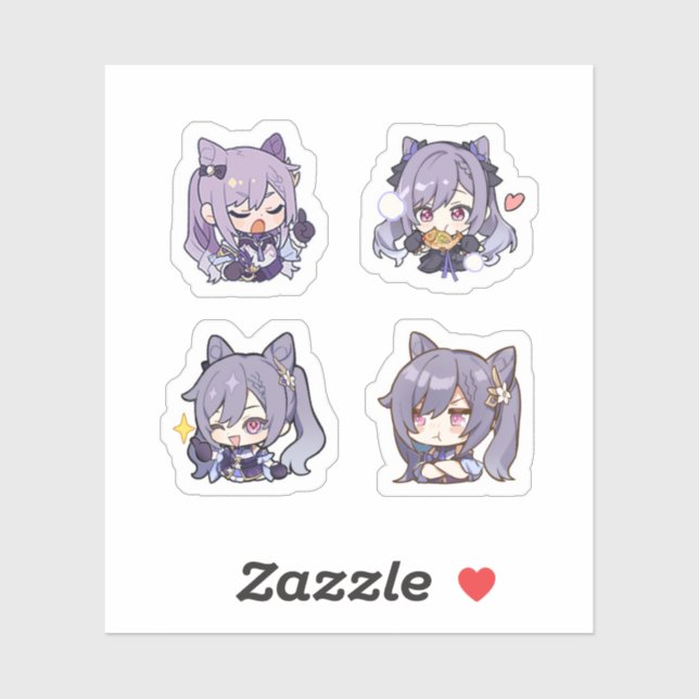 Keqing Genshin Impact 4 Pack Sticker Sheet (Sheet)