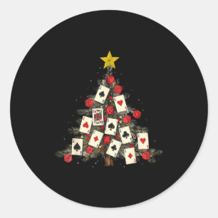 Ker Cards Christmas Tree Gambling Funny Xmas Men  Classic Round Sticker