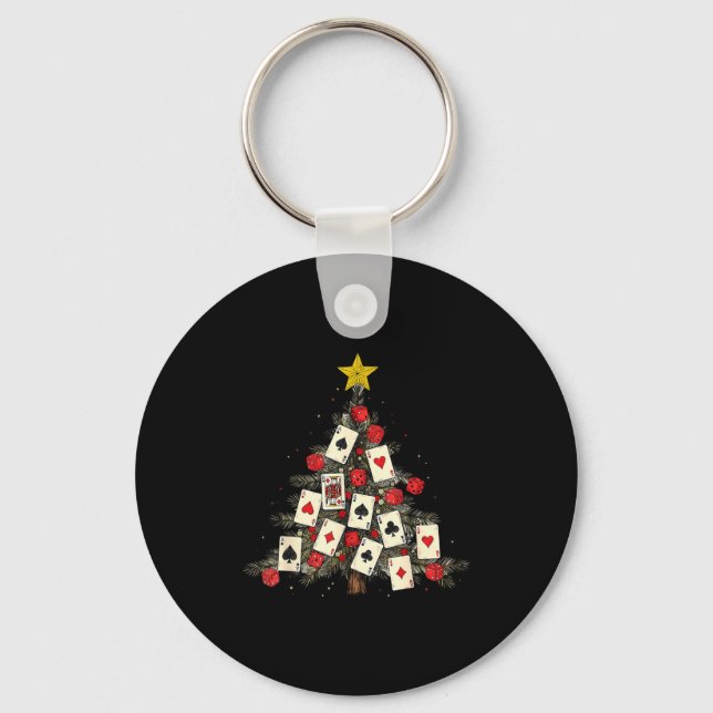 Ker Cards Christmas Tree Gambling Funny Xmas Men  Key Ring (Front)