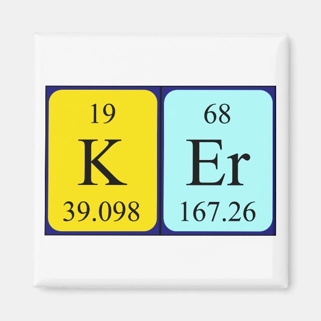 Ker periodic table name magnet (Front)