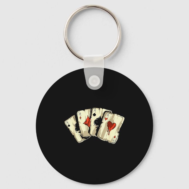 Ker Player Texas Holdem - Card Game Ker  Key Ring (Front)