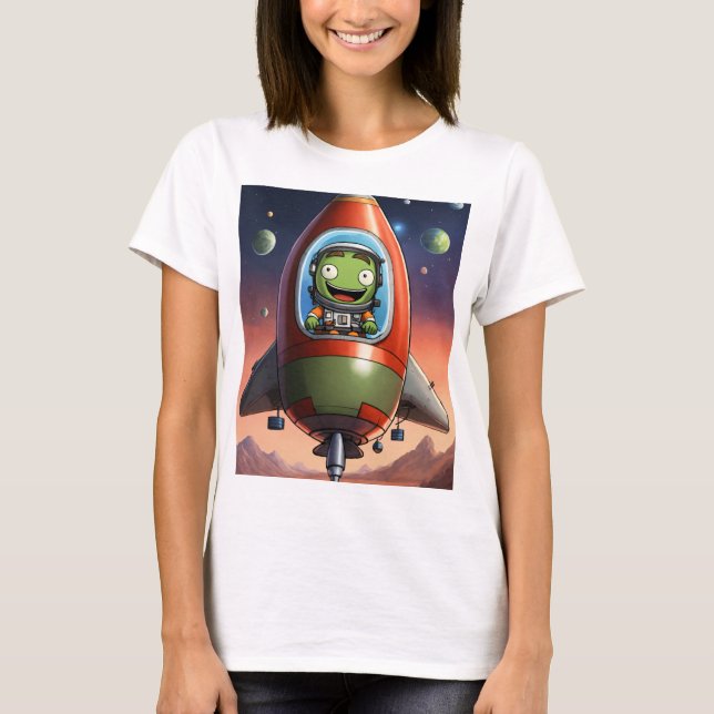 "Kerbal Riding Space Rocket T-Shirt – Adventure Aw (Front)