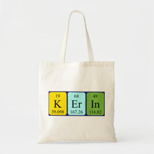 Kerin periodic table name tote bag