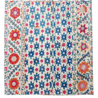 Kermina Suzani Uzbekistan Embroidery Print Shower Curtain