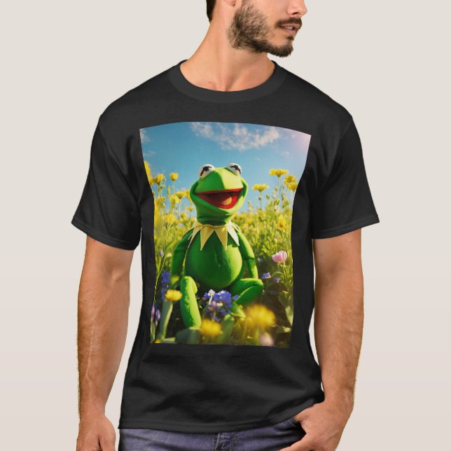 Kermit the frog, happy, light. T-Shirt (Front)