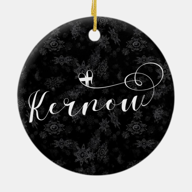 Kernow Flag in Heart, Cornish, Cornwall Ceramic Tree Decoration (Back)